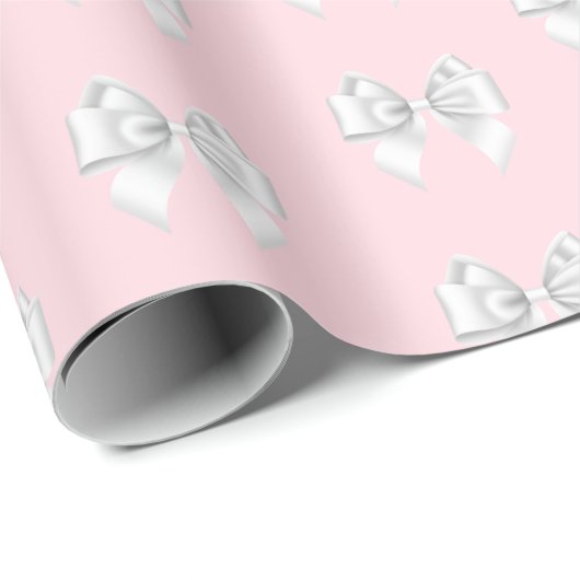 Glam Pink Aqua Blue Tiffany Thema White Bow Geschenkpapier (Rolleneckpunkt)