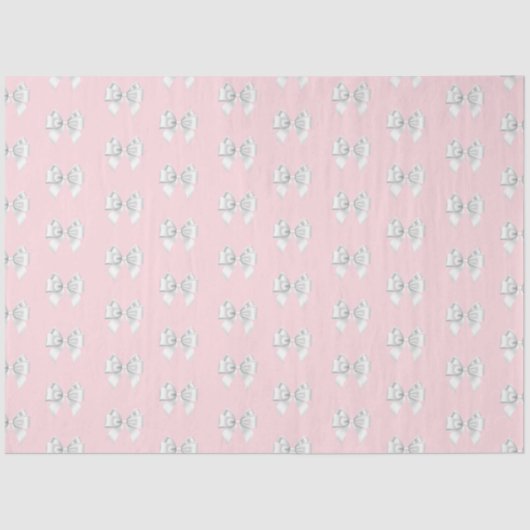 Glam Pink Aqua Blue Tiffany Thema White Bow Seidenpapier (Vorderseite)