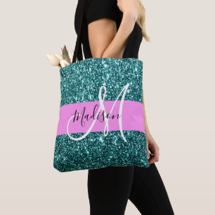 Glam Pink Aquamariner grüner Glitzer Tasche