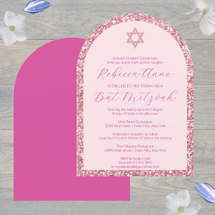 Glam Pink Arch Traditionelles Elegantes Bat Mitzva Einladung