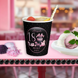 Glam Pink Black Fashion 18. Geburtstagsparty Pappbecher