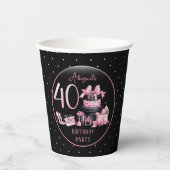 Glam Pink Black Fashion 40. Geburtstag Party Pappbecher (Vorderseite)