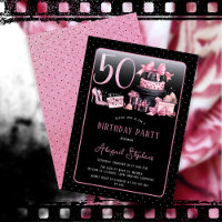 Glam Pink Black Fashion 50th Birthday Party