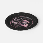 Glam Pink Black Fashion 60th Birthday Party Pappteller (Schrägansicht)