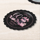 Glam Pink Black Fashion 60th Birthday Party Untersetzer (angewinkelt)