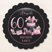 Glam Pink Black Fashion 60th Birthday Party Untersetzer (Vorderseite)