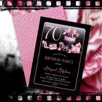 Glam Pink Black Fashion 70th Birthday Party