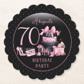 Glam Pink Black Fashion 70th Birthday Party Untersetzer (Vorderseite)