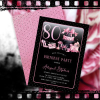 Glam Pink Black Fashion 80th Birthday Party