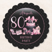 Glam Pink Black Fashion 80th Birthday Party Untersetzer (Vorderseite)
