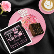 Glam Pink Black Fashion Sweet 16 Geburtstagsparty