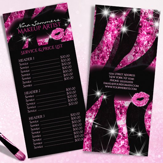 Glam Pink Black Glitzer Preisliste Menü