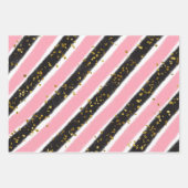 Glam Pink Black Gold Glitzer Sparkline Muster Geschenkpapier Set (Vorderseite)