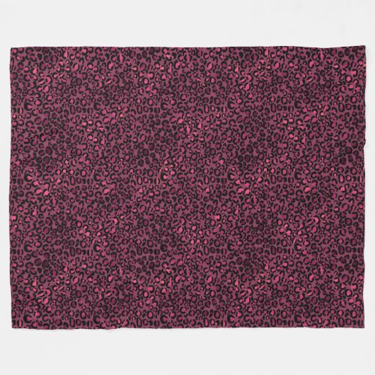 Glam Pink Black Leopard Print Fleecedecke (Vorderseite (Horizontal))