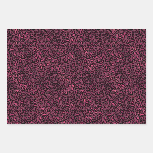 Glam Pink Black Leopard Print Geschenkpapier Set (Vorderseite)