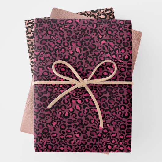 Glam Pink Black Leopard Print Geschenkpapier Set (Beispiel)