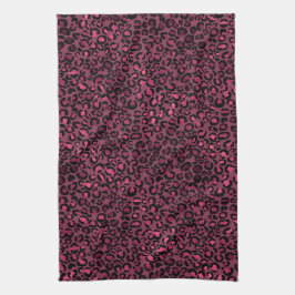Glam Pink Black Leopard Print Geschirrtuch