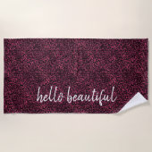 Glam Pink Black Leopard Print Strandtuch (Vorderseite)