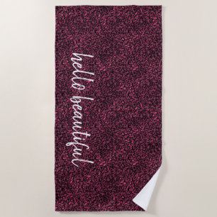 Glam Pink Black Leopard Print Strandtuch