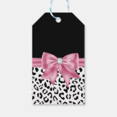 Glam Pink Bow Diamond Black Leopard Happy Birthday Geschenkanhänger (Rückseite)