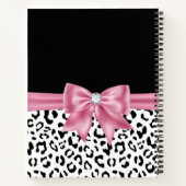 Glam Pink Bow Diamond Black Snow Leopard Notizblock (Rückseite)