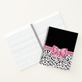 Glam Pink Bow Diamond Black Snow Leopard Notizblock (Innenseite)
