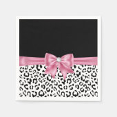 Glam Pink Bow Diamond Black Snow Leopard Serviette (Vorderseite)