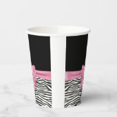 Glam Pink Bow Diamond Zebra Print Black Pappbecher (Links)