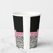 Glam Pink Bow Diamond Zebra Print Black Pappbecher (Rechts)