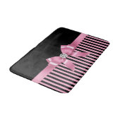 Glam Pink Bow-Pink Black Pinstripes-Black Badematte (Schrägansicht)