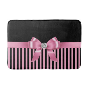 Glam Pink Bow-Pink Black Pinstripes-Black Badematte