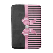 Glam Pink Bow-Pink Black Pinstripes-Black Badematte (Vorderseite Vertikal)