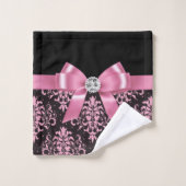 Glam Pink Bow-Pink Lace-Black Badhandtuch Set (Waschlappen)
