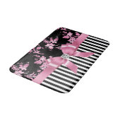Glam Pink Bow-Pink Stift-Schwarz-weiß Pinstripes Badematte (Schrägansicht)
