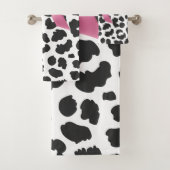 Glam Pink Bow-White Leopard Print Black Badhandtuch Set (Insitu)