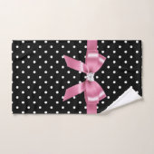 Glam Pink Bow White Polka Dots Black Bath Handtuch Badhandtuch Set (Handtuch)