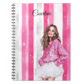 Glam Pink Brown Haarbild Notizblock (Vorderseite)