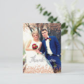 Glam Pink Bubbles Chic Calligrafy Danke Karte (Stehend Vorderseite)