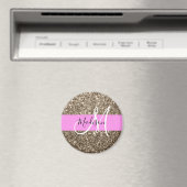 Glam Pink Champagne Gold Glitzer Sparkone Monogram Magnet (In Situ (Geschirrspüler))