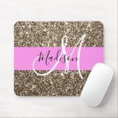 Glam Pink Champagne Gold Glitzer Sparkone Monogram Mousepad (Mit Mouse)