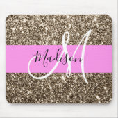 Glam Pink Champagne Gold Glitzer Sparkone Monogram Mousepad (Vorne)
