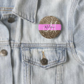 Glam Pink Champagner Gold Glitter Funkeln Monogram Button (Beispiel)