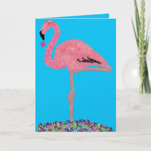 Glam Pink Chanukka Flamingo Strand Feiertagskarte
