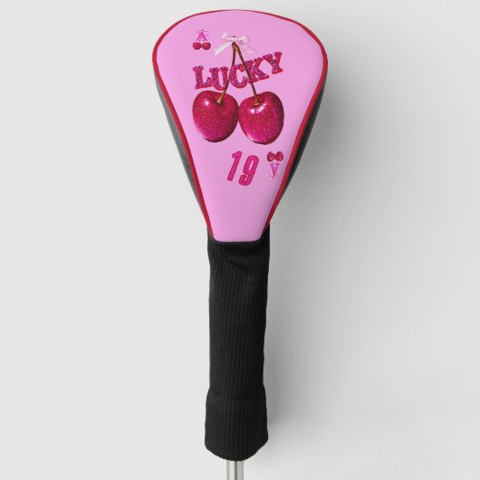 Glam Pink Cherry Lucky Retro Golf Headcover (Vorderseite)