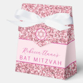 Glam Pink Chic Imitats Glitzer Bat Mitzvah Party Geschenkschachtel (Vorderseite)