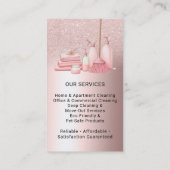 Glam Pink Clearing Service Housekeeping Qr Code Visitenkarte (Rückseite)