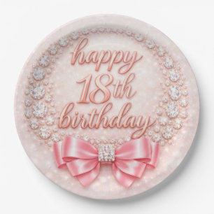 Glam Pink Diamant Glücklicher 18. Geburtstag Desig Pappteller