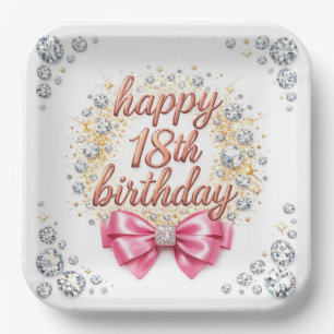 Glam Pink Diamant Glücklicher 18. Geburtstag Desig Pappteller
