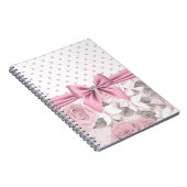 Glam Pink Diamond Bow Floral Polka Dots Notizblock (Rechte Seite)