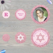 Glam Pink Elegante Girl Foto Bat Mitzvah Party Konfetti